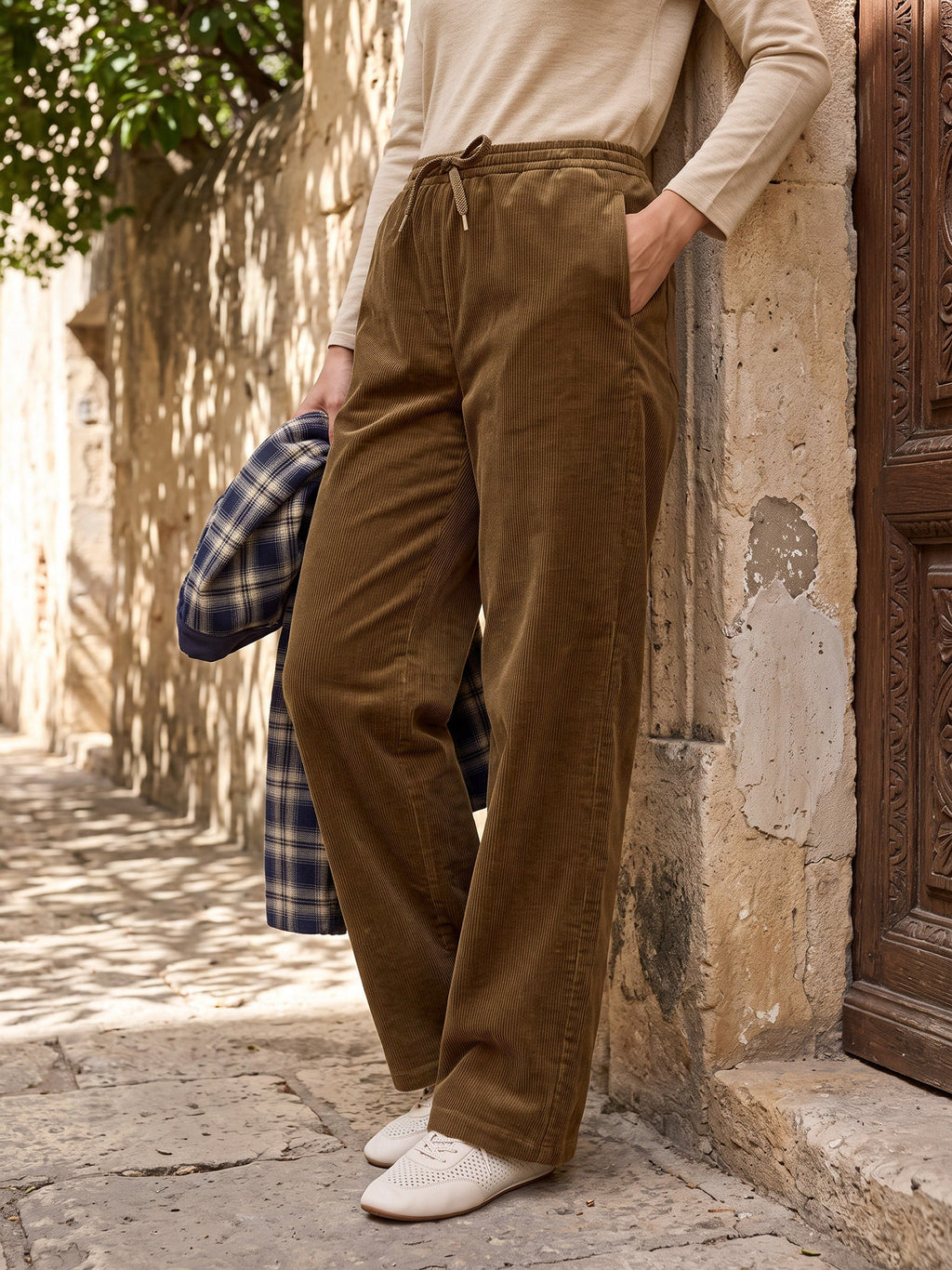 Organic Cotton Corduroy Drawstring Pants
