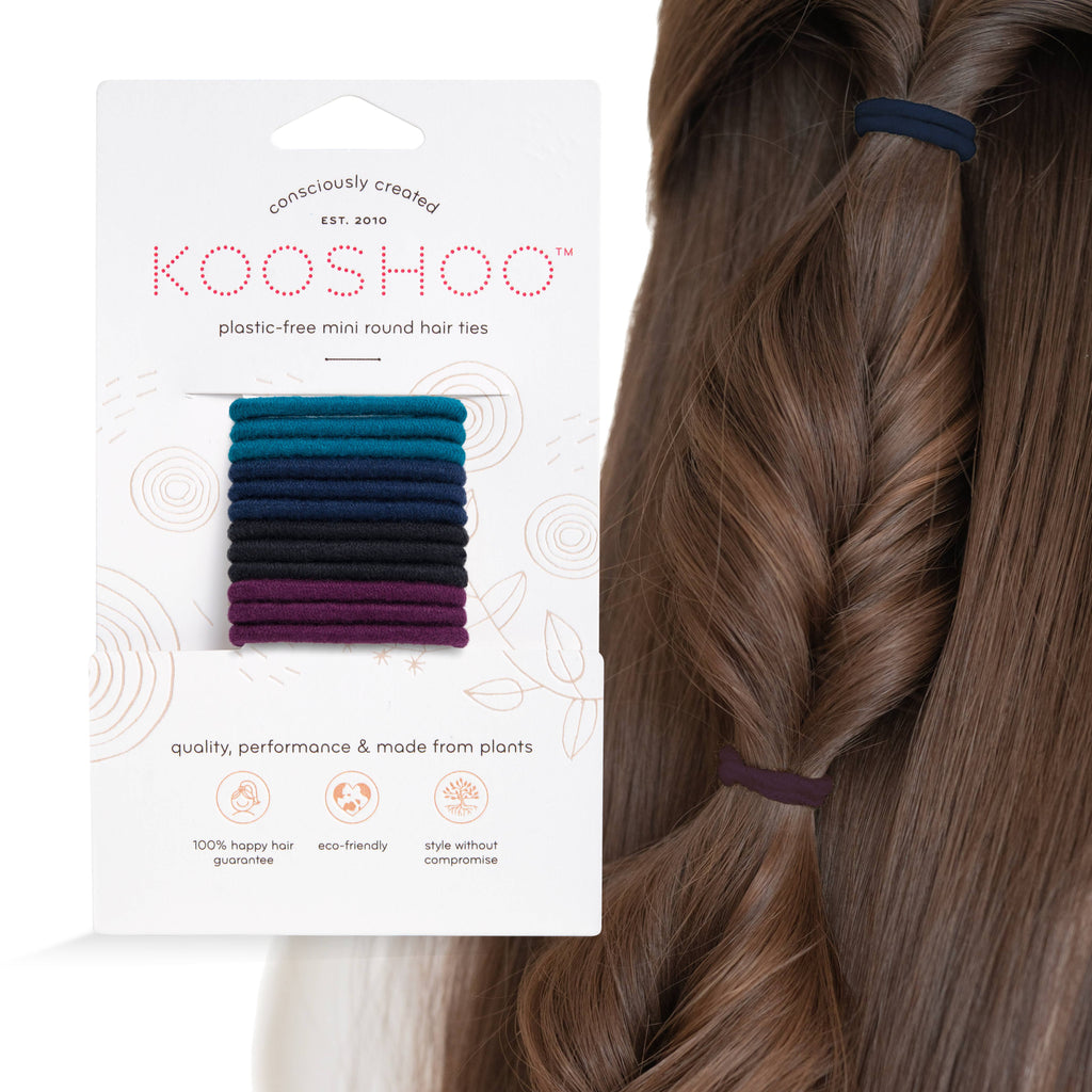 Plastic-Free Mini Round Hair Ties — Dark Hues