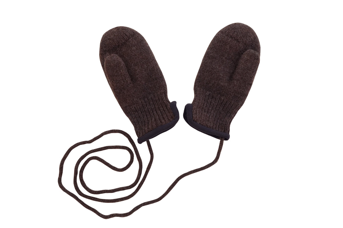 100% Wool Baby & Kids' Mittens with String – No Polyester