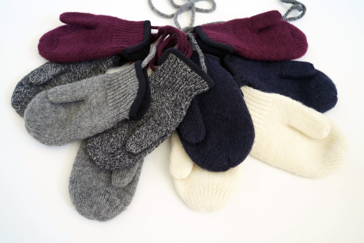 100% Wool Baby & Kids' Mittens with String – No Polyester