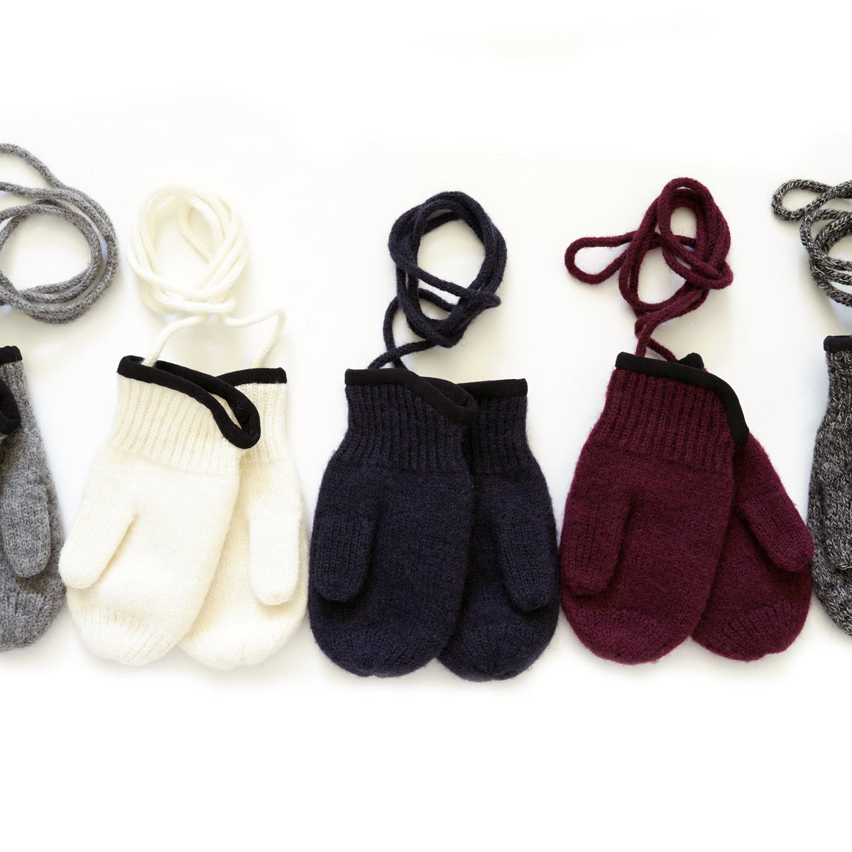 100% Wool Baby & Kids' Mittens with String – No Polyester