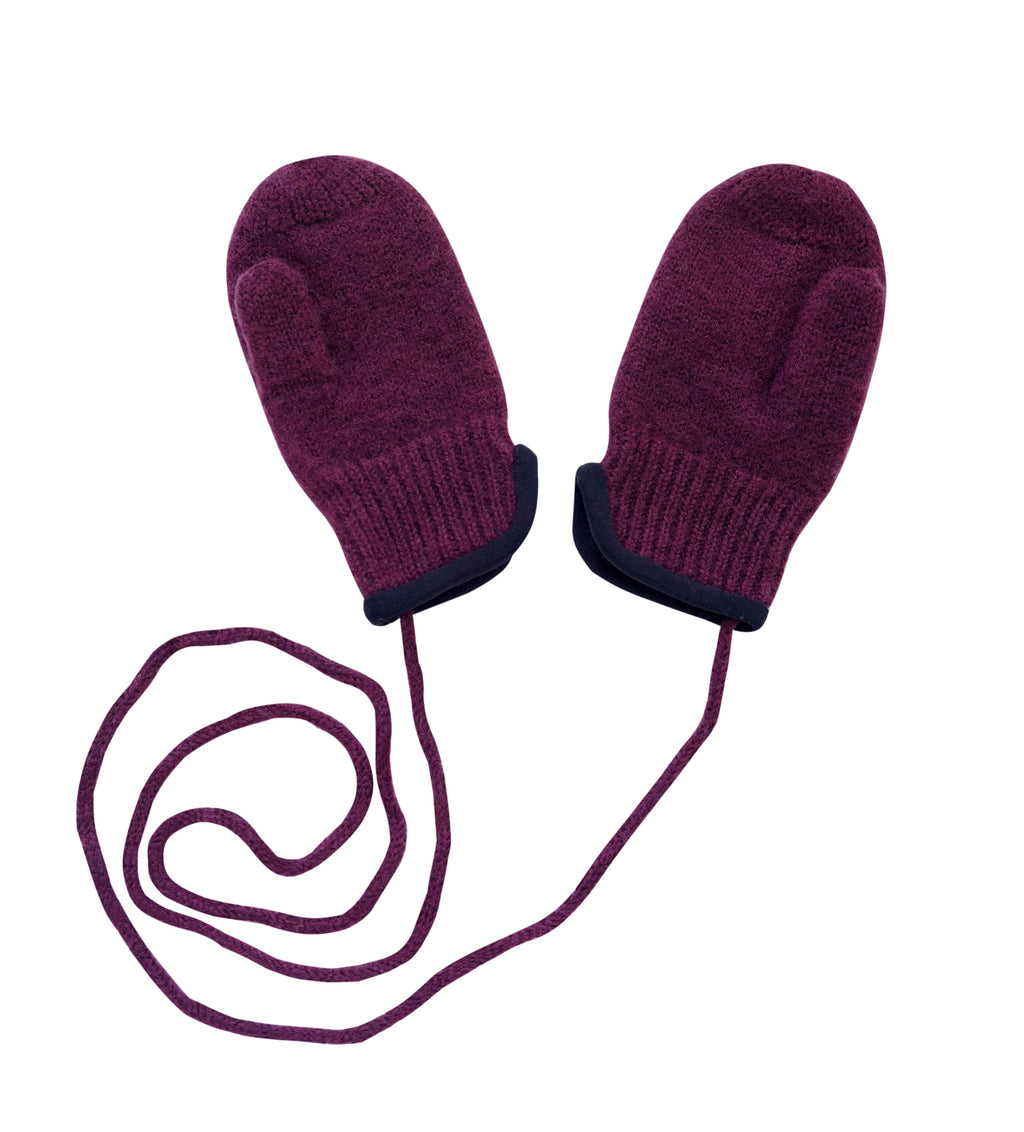 100% Wool Baby & Kids' Mittens with String – No Polyester