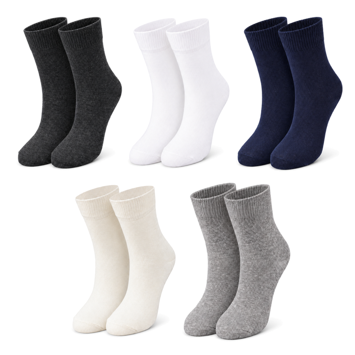 Kids’ 98% Organic Cotton Crew Socks 5-Pack (Ages 1–12)