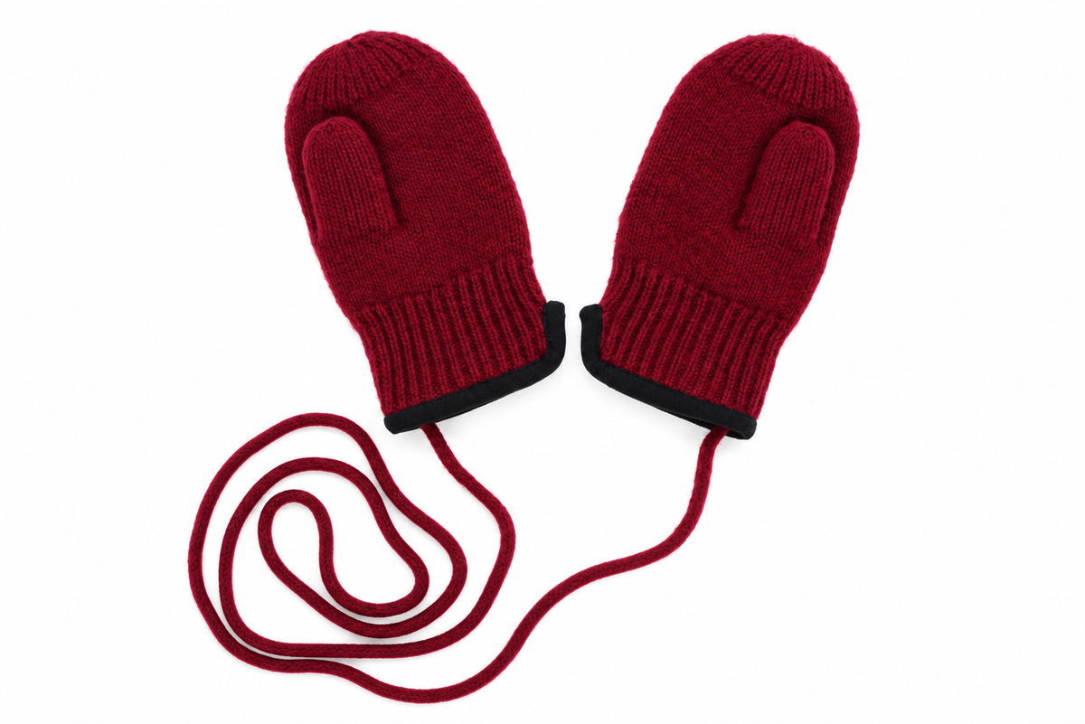 100% Wool Baby & Kids' Mittens with String – No Polyester