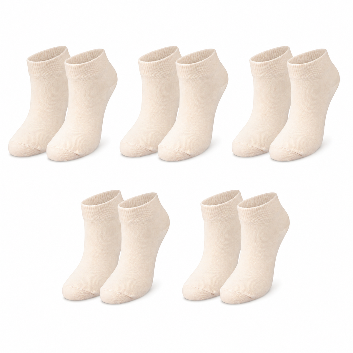 Kids’ 98% Organic Cotton Ankle Socks 5-Pack (Ages 1–12)