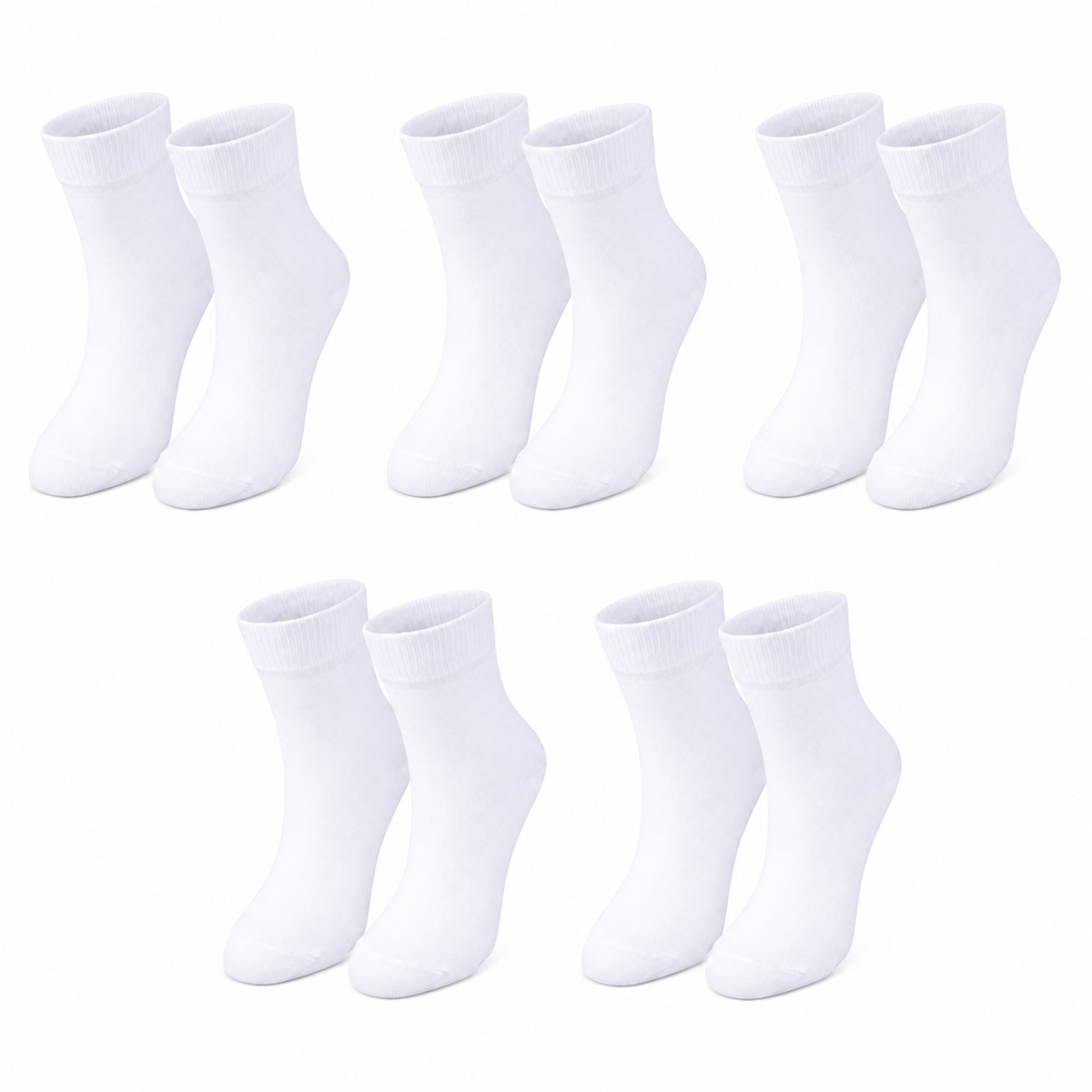 Kids’ 98% Organic Cotton Crew Socks 5-Pack (Ages 1–12)
